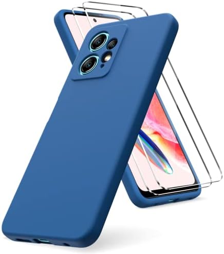 Vansdon Pokrowiec kompatybilny z Xiaomi Redmi Note 12 4G, 2 folia ochronna ze szkła hartowanego, guma silikonowa ciecz odporna na wstrząsy etui - czarny