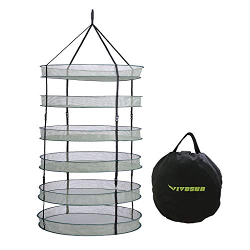 VIVOSUN 2 FT 6 Layer Collapsible Dry Net Hydroponic Detachable Collapsible Herb Drying Rack