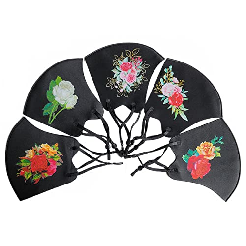 Omg Decor Face Masks Washable,Cloth Face Mask Reusable,Ice Silk Cotton Cloth Masks,Pink Flower Pattern Face Mask,Pack Of 5,S3 #TOP2