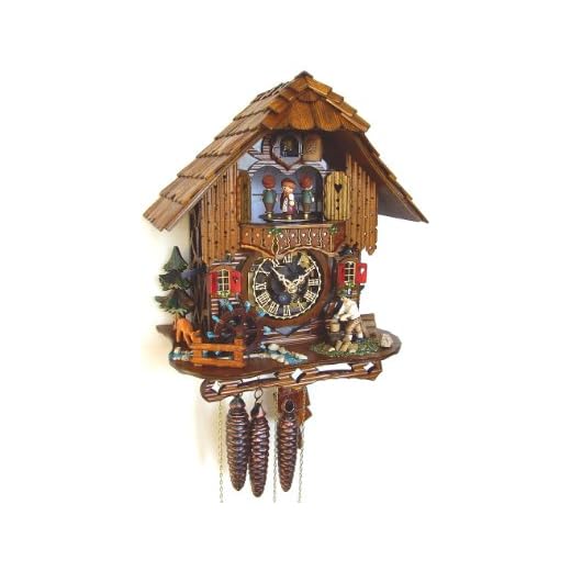 Anton Schneider Cuckoo Clock Black Forest House with Moving Wood Chopper and Mill Wheel