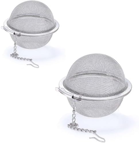 Kit 2 Infusores de Chá Esféricos em Aço Inoxidável, 5cm, com Corr...