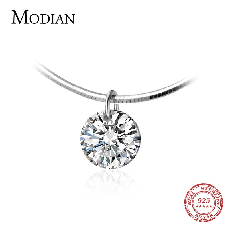 Czysta 925 Sterling Silver Olśniewający AAA Cyrkon Okrągły Wisiorek Naszyjnik Moda Choker Naszyjnik Biżuterii