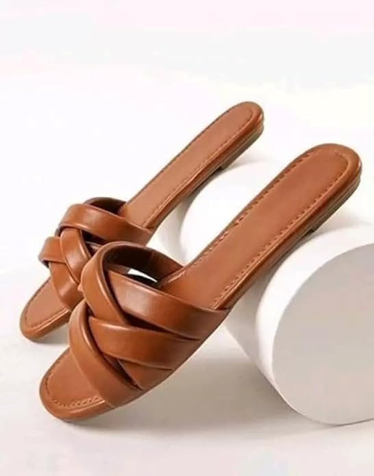 Cross Flats Sandal for women and girls | Women Ethnic Flats Footwear for Women | Fancy & Stylish Slippers For Party and Formal Wear - Image 5