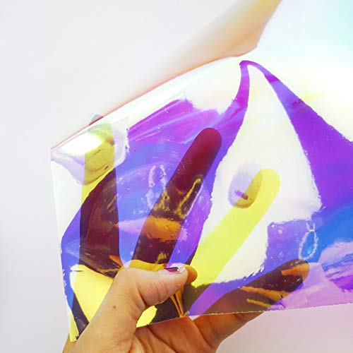 Transparent Iridescent PVC Sheet Cosplay Performance Accessories Holographic Waterproof Synthetic Leather for Party Decoration 0.1mm Thick 11.8X47