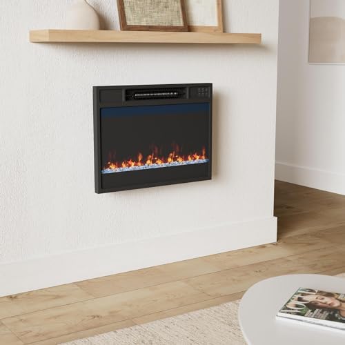 Tangkula 23-Inch Infrared Quartz Electric Fireplace Insert with Remote Control, 1500W Recessed Fireplace Heater with Thermostat, Overheat Protection, 8H Timer, 6 Flame Settings, 5 Flame Brightness - Thumbnail 3