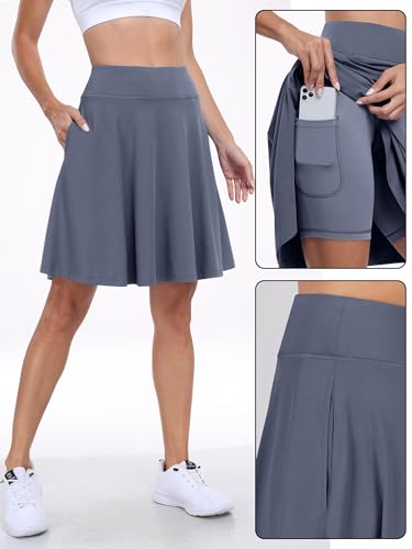 Image of ANRABESS Knee Length Skorts Skirts for Women 2026 Summer High Waisted Golf Tennis Skirt Casual Travel Built-in Shorts Clothes
