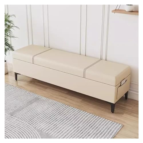 Banco otomano de almacenamiento de piel sintética, asiento versátil para dormitorio, sala de estar y entrada, reposapiés duradero que soporta hasta 600 libras