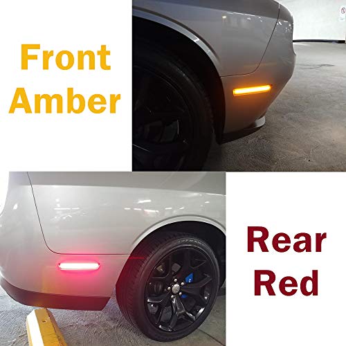 Amber Red LED Side Marker Light for Dodge Challenger 2015-2019 Smoke Lens Led Side Marker Lights Front & Rear Sit Car Led Side Marker Lamp Kit - Thumbnail 6
