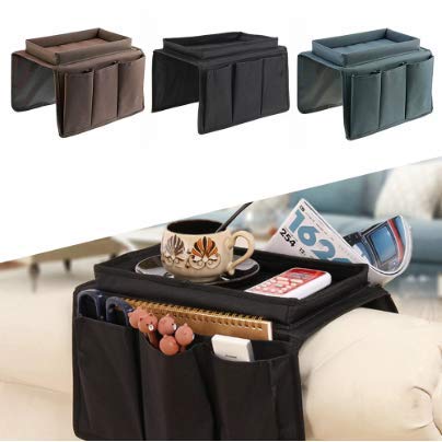 DZOZO Sofa Chair Couch Armrest Organizer Remote Control Holder Caddy Handset Holder Armchair Storage Bag with Cup Holder for Tablet, Phone, Pad, Book, Magazines, 6 Pockets