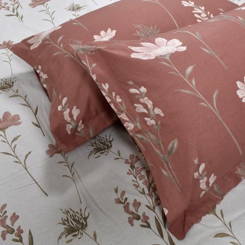 Image of Huesland by Ahmedabad Cotton 144 TC Cotton Pillow Covers Set of 2 - White, Rust & Grey