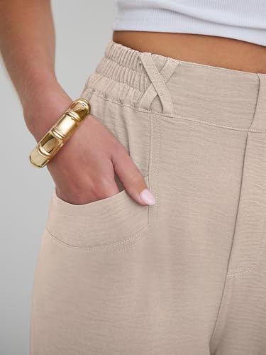 Image of ANRABESS Womens Pants Elastic Waist Summer Casual Harem Barrel Lounge Work Slacks Cropped Beach Vacation Clothes with Pockets
