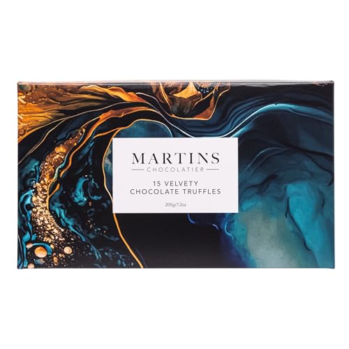 Martin’s Chocolatier Velvety Chocolate Truffle Collection - Belgian Gift Box, 15 Pieces Milk Dark White Assorted Luxury Pralines, 205g