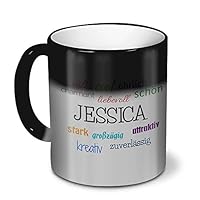 Persönliche Tasse Mit Namen 'Jessica' – Kaffeebecher Im Coffee-Mug Design, Schwarz-weiß, 200 Ml, Spülmaschinenfest & Kratzfest