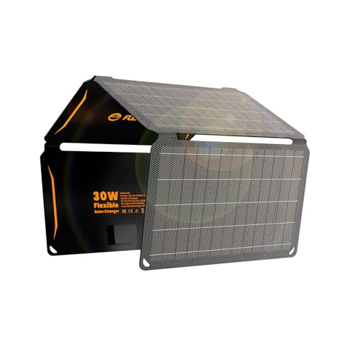 30W Portable Solar Panel ETFE Foldable Solar Panel Charger with QC3.0 18W USB-A/C Port, IP67 Waterproof USB Solar Panel, Ultra-Fast Charging for Camping, Hiking, and Outdoor Activities