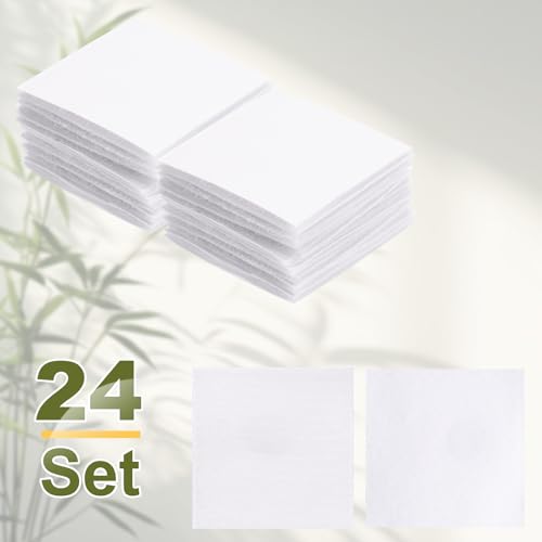 Image of HARFINGTON 24set Hook and Loop Strips with Adhesive 2 inchx2 inch Double Sided Hook and Loop Tape Nylon Self Sticky Fastener for Home Office Car, White