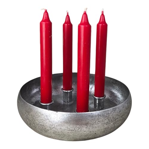 4er Kerzenhalter Advent 22cm Silber Adventskranz Kerzenständer Schale...