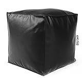usar: Dentro y fuera LiveDeco - Puf Cubo Interior, Funda Extraíble, Salón, Dormitorio, Polipiel Negra BiG52