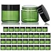 KEYWING 2oz Green Small Glass Jars with Black Lids, 35 Pack Empty Glass Cosmetic Jars with Inner Liners for Lotions, Cream, Powders and Ointments