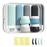 ROEOWENE 8pcs Botellas de Viaje para Rellenar Silicona Botes Viaje Rellenables 90ml Travel Bottles for Toiletries Tarros de Crema Recipiente para Champú,Loción,Cosméticos,Shampoo-Verde