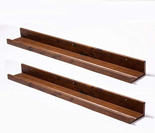 Muzilife 35 Inch Large Floating Shelves - Set of 2 Rustic Wood Floating Shelves - Wall Mounted Long Picture Ledge for Bathroom, Bedroom, Living Room, Honey