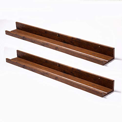 35 inch floating shelf - Muzilife 35 Inch Large Floating Shelves - Set of 2 Rustic Wood Floating Shelves - Wall Mounted Long Picture Ledge for Bathroom, Bedroom, Living Room, Honey