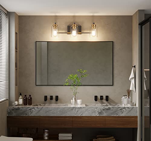 SOLFART Bathroom Light Fixtures,3-Light Wall Sconces Lights Over Mirror in Black Bronze Vanity Lights for Bathroom(Bronze, 3-Light)