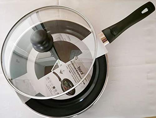 Chriluka Boral - Padella in ceramica, 28 cm, fondo a induzione 3D, antiaderente, con coperchio in vetro, diametro 28 cm