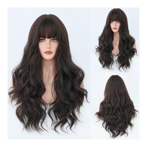 Perruque cheveux humains solution volume pour cheveux longs bouclés bruns - 6