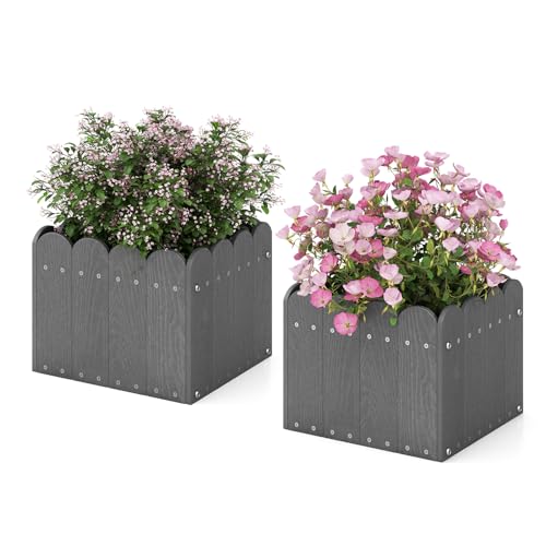 Giantex Set of 2 Raised Garden Bed, Weather-Resistant HDPE Planter