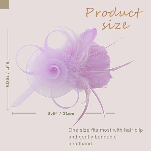 Image of DRESHOW Fascinators Hats for Women Tea Party Fascinator Hats Vintage 50s Headwear Cocktail Wedding Church Derby Hat