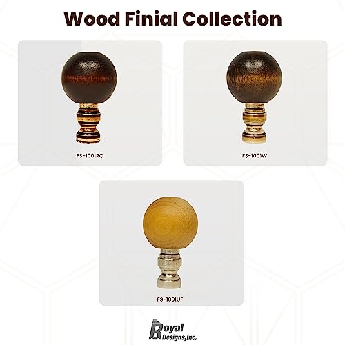 Image of Royal Designs, Inc. Wood Finial for Lamp Shade, Crafted in the USA, FS-1001UF-2, Natural Finish, Pack of 2