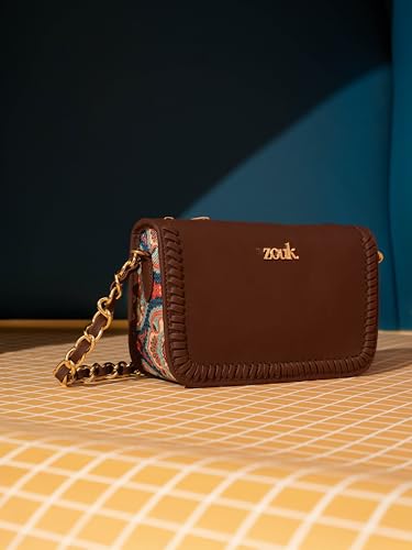 Image of ZOUK Small Shoulder Bag Bag for Women | Stylish Vegan Leather Shoulder Bag with Gold Chain Handle | Water-Resistant | Chic & Handcrafted Purse |