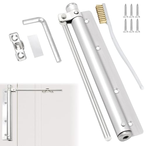 QGGTQG Ferme-porte automatique en acier inoxydable - Ferme-porte léger réglable avec brosse métallique pour portes intérieures, extérieures, portails de jardin