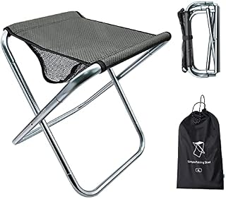 LFSEMINI Adult Camping Stool, 16 inch Height Large Size Folding Stool with Carry Bag, Aluminum Alloy Bracket, 1.5lbs Lightweight, Load Capacity to 330lbs, for Adults and Kids Outdoor(Grey)