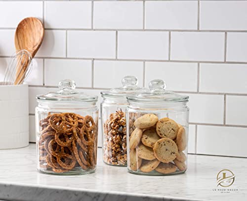 3pc 1/2 Gallon Canister Sets for Kitchen Counter + Labels & Marker - Glass Cookie Jars with Airtight Lids - Food Storage Containers with Lids Airtight for Pantry - Flour, Sugar, coffee, - Image 3