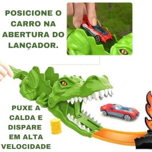 CARRO COM LANÇADOR PISTA ANIMAL COM LOOP 360 POSSANTE BRINQUEDO DINOSSAURO TUBARÃO CARRINHO FRICÇÃO