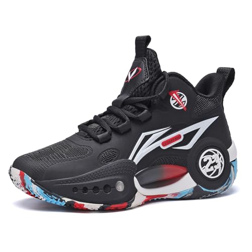 JMFCHI Kids Basketball Shoes High-top Sports Shoes Sneakers Durable Lace-up Non-Slip Running Shoes Secure for Little Kids Big Kids and Boys Girls