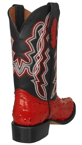 Texas Legacy Mens Red Western Cowboy Boots Ostrich Quill Print Leather J Toe3