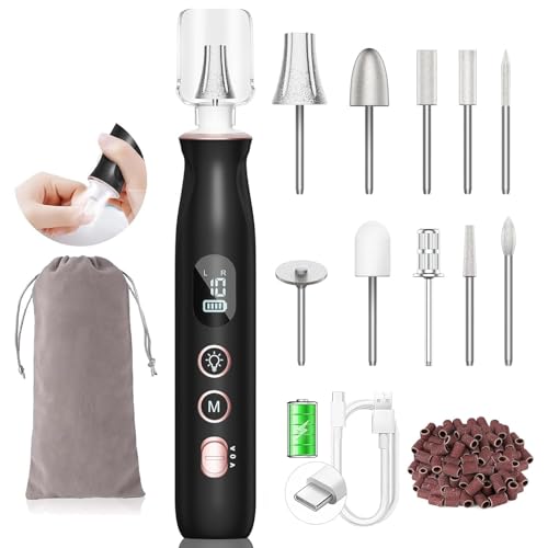 Electric Nail File Drill, Nail Drill with LCD & Lamp, Long-Lasting Thick Toenail Grind, Rechargeable...