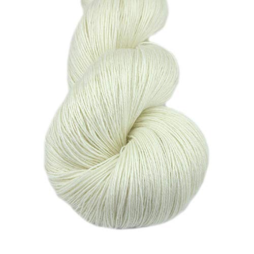 Lotus Yarns Lace Weight 1 Skein Cashmere Knitting Yarn Comfortable Soft Crochet Yarn Great for Baby Garments, Scarves, Hats, and Craft Projects (19-White)