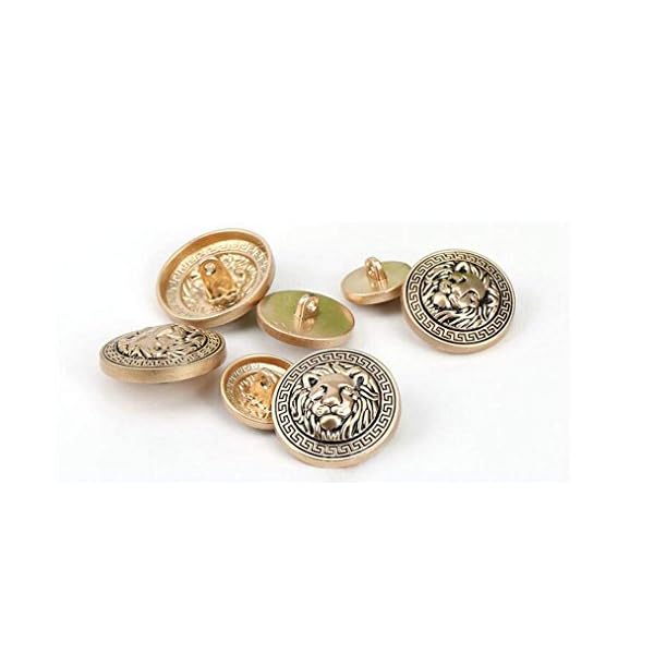 10PCS Clothes Buttons - Fashion Lion Head Sewing Button Round Shaped Metal Button Set for Men Women Blazer, Coat, Uniform, Shirt, Suit and Jacket (Gold, 25mm) - Image 3