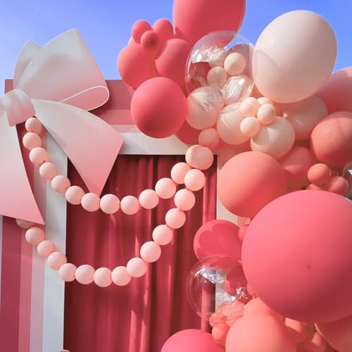 Image of Voircoloria 130pcs Retro Hot Pink Balloons Different Sizes 18 inch 12 inch 10 inch 5 inch Blush Hot Pink Latex Balloon Garland Arch Kit for Birthday Baby Shower Valentine's Day Wedding Gender Reveal Party Decorations