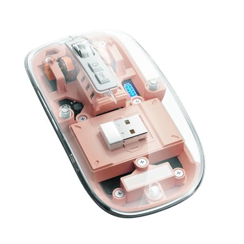 Image of 2.4GHz Wireless Mouse Bluetooth Computer Mouse 4 DPI Adjustable Optical USB Mute Luminescence Cordless Mice with Power Display Rechargeable Compatible for Android Windows iOS Laptop, Pink