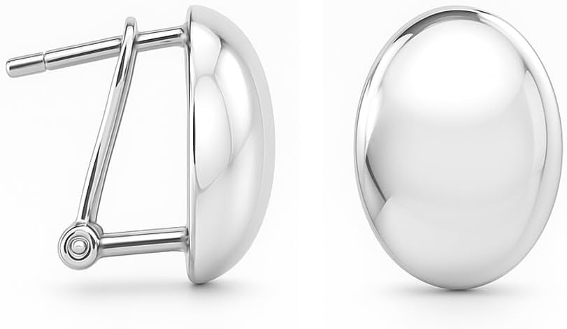 LeCalla 925 Sterling Silver Omega Back Earrings for Women | Pierced Stud Earrings Gift for Her, Wife or Girlfriend | Classic Omega Back Stud Earrings Jewelry for Daily Wear or Special Occasions