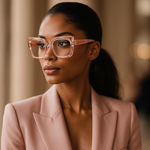 Image of Retro Square Blue Light Blocking Reading Glasses For Women Men Oversized Anti Anti Glare UV Eyewear