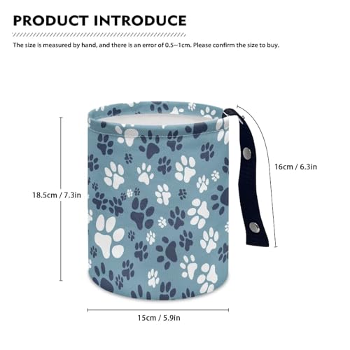 Image of Blue Dog Paw Design Car Garbage Can Mini Car Trash Bin Hanging Headrest with Adjustable Buttons Multipurpose Cars Organizer