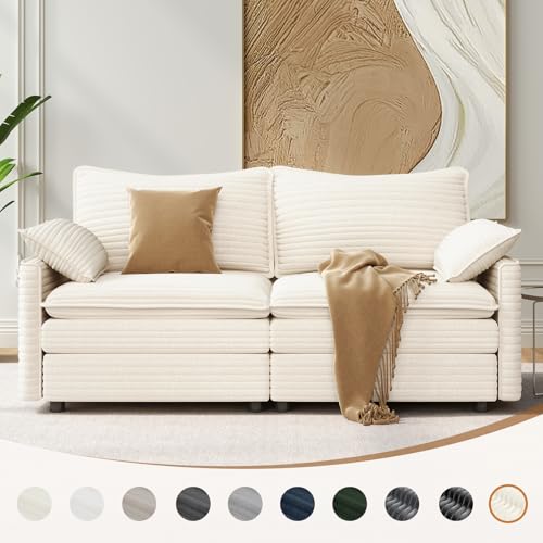 Vesgantti 74" Sectional Cloud Couch, Deep Seat Loveseat Sofa, Beige - image 5