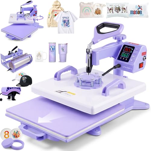 Whubefy Heat Press 15x15 inch 5 in 1 with 30OZ Tumbler Press, Slide Out 360° Swing Away Digital Shirt Press Machine, Industrial-Quality Heat Transfer Sublimation for T-Shirt/Tumbler/Mug/Hat/Cap/Plate