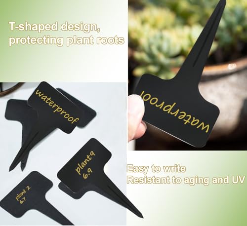 Set de 200 étiquettes pour plantes, etiquette potager, etiquette jardin exterieur, avec un marqueur inclus. Idéal pour jardins, vergers ou fermes, 10x6cm-blanc &noir – vue 5