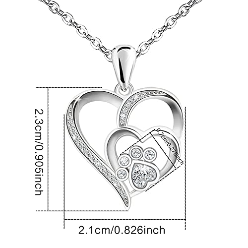 Kiteenal HP-XL Paw Necklace For Women - Sterlings Silver Cubic Zirconia Dog Cat Pet Paw Print Love Heart Pendant Necklace Adjustable Charm Necklace Mother'S Day Gifts thumb #5